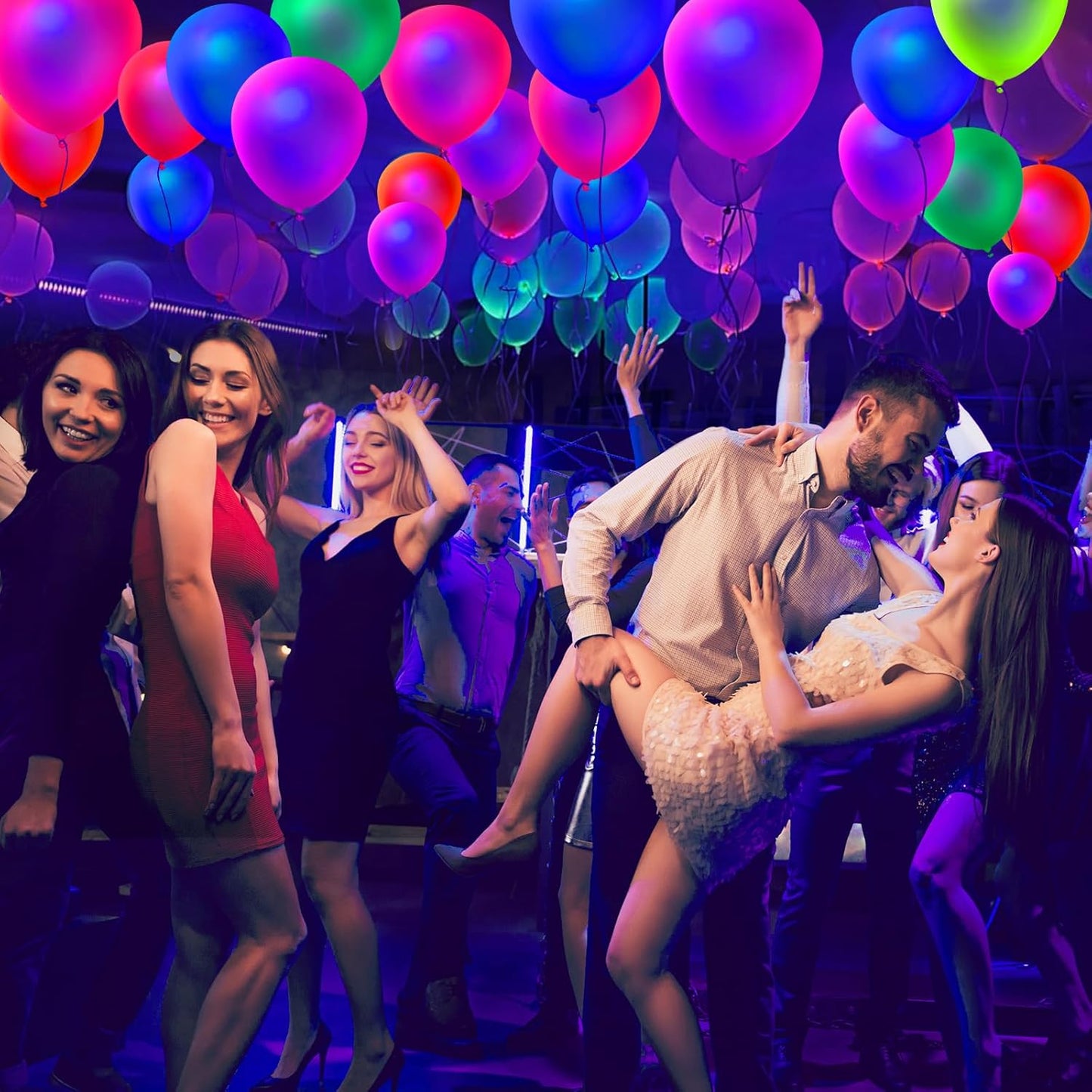 110 PCS UV Neon Balloons, Blacklight Reactive Fluorescent Balloons Glow in the Dark Birthday Decorations for Birthday, Wedding, Neon Party, Glow Party Decorations Supplies