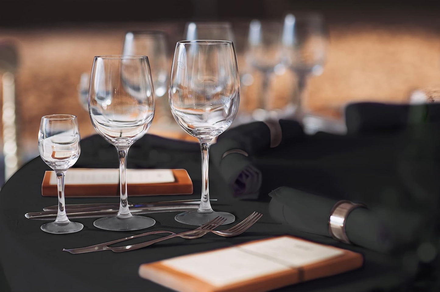 Pomp Black 70" Inch Round Premium Polyester Tablecloth (4 Pack) | Wrinkle + Stain Resistant Easy Care Fabric | Fits Round or Circle Table