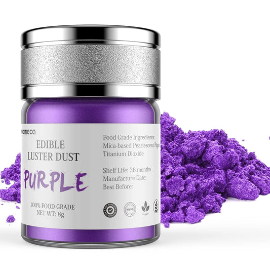 Nomeca Edible Luster Dust, 8 Grams Food Grade Shimmer Gold Cake Dust Metallic Food Coloring Powder for Cake Decorating, Baking, Fondant, Gumpaste, Chocolate, Candy, Drinks, Cookies - Purple