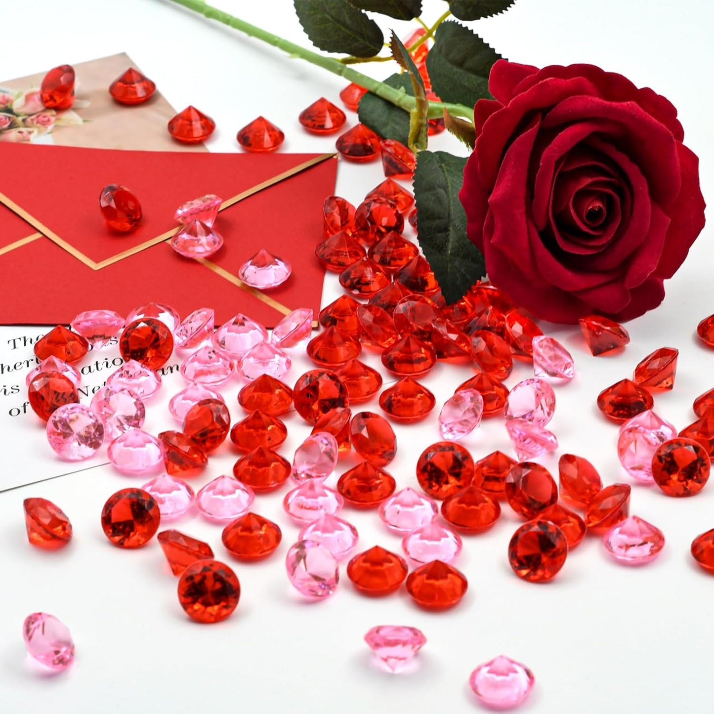 Fake Diamond Christmas Decoration, 280 pcs Pink 20 mm Acrylic Diamond for Table Scatters Vase Fillers