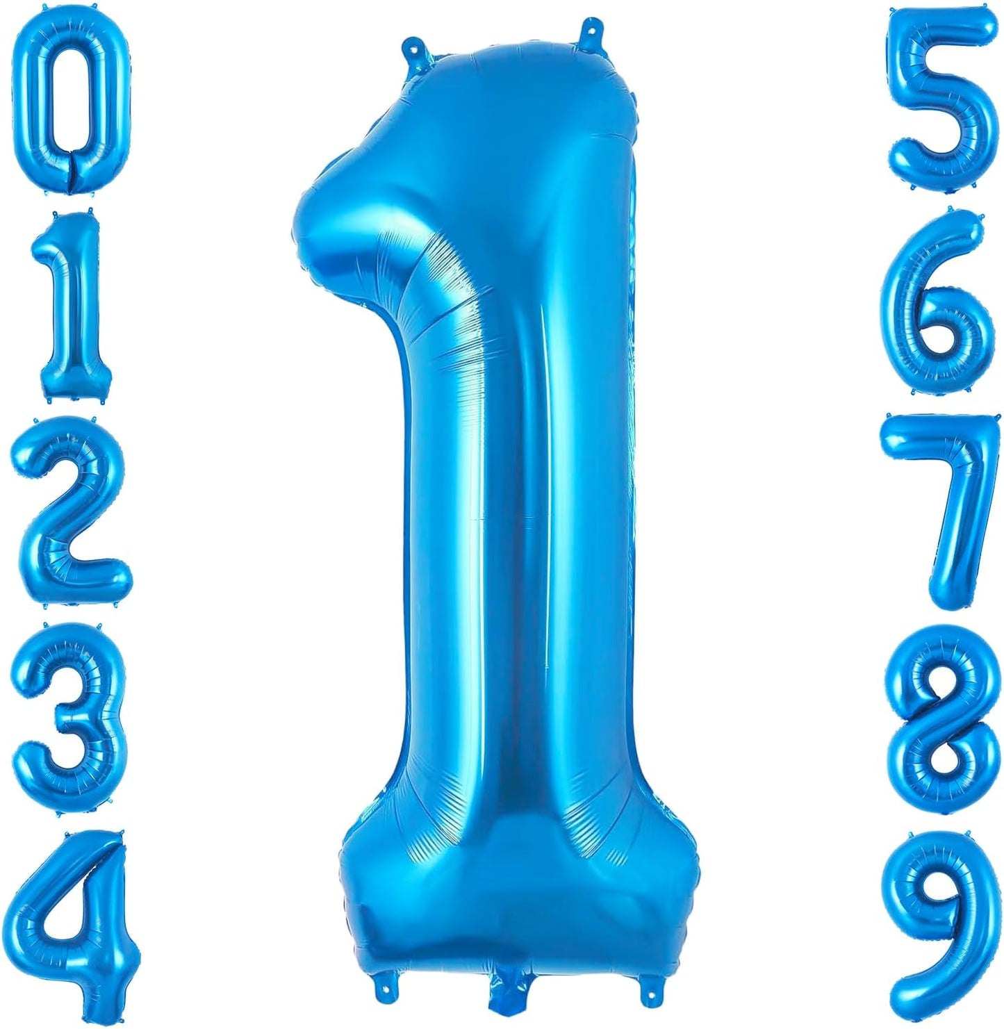 Blue 1 Balloon Number,40 Inch Number 1 Balloon Big Blue 1 Foil Mylar Helium Balloon for Birthday Party Decorations