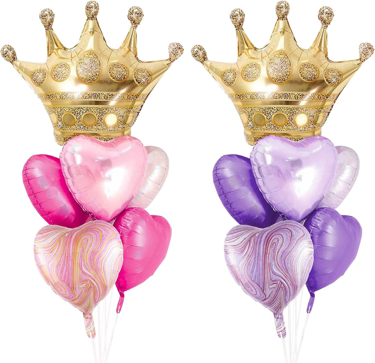 Crown Princess Balloons Pink Purple And Gold Set Of 2 Foil Helium Mylar Balloons,For Princess Birthday Party Decorations Baby Shower Supplies