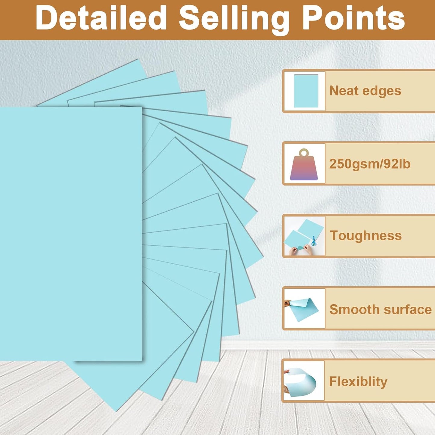 120 Sheets Light Blue Cardstock 8.5 x 11 Craft Paper, 250gsm/92lb Heavyweight Paper Card stock for DIY Cards Making, Wedding Invitations, Birthday Decorations, School Crafting