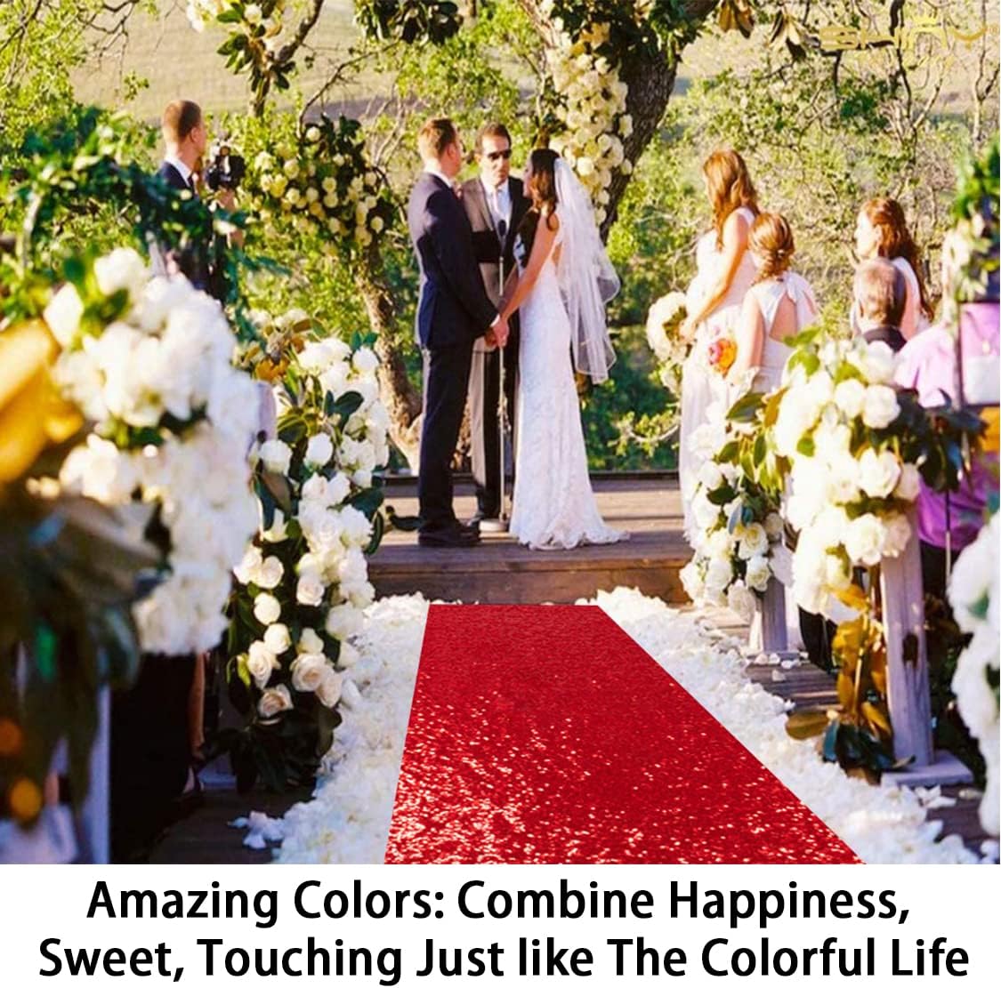 ShinyBeauty Aisle Runners for Wedding-3ftx15ft-Red Sequin Aisle Runners Fabric Wedding Aisle Runner Floor Runner Rug for Wedding Decor Supplies (3FTx15FT, Red)