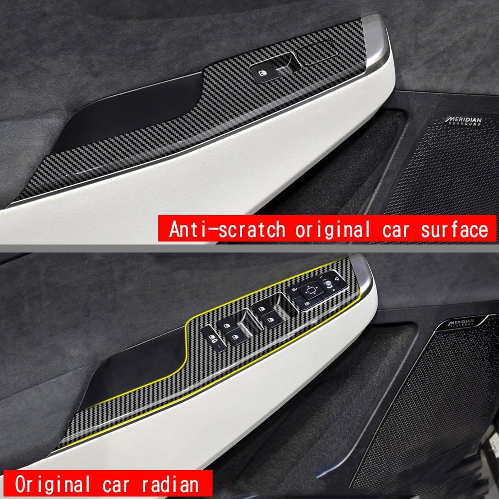 4pcs Carbon Fiber Style Front Rear Doors Window Glass Lift Switch Panel Cover Decorative Sticker Protection Car Interior Accessories for 2021-2025 KIA EV6 KT16