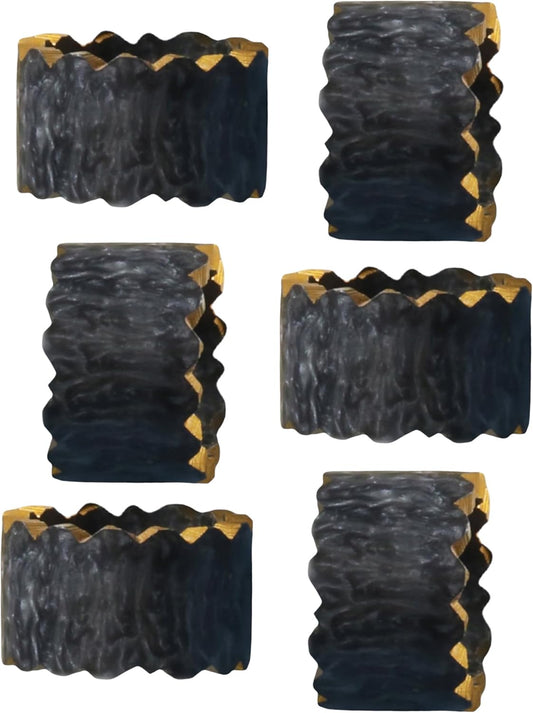 Epoxy Resin Napkin Holders for Cloth Napkins - 6 Pcs Elegant Napkin Holders for Dining Table Decor, Parties, Weddings & Holidays - Modern Tabletop Accessory (Black Gold) - CLEENTABLE