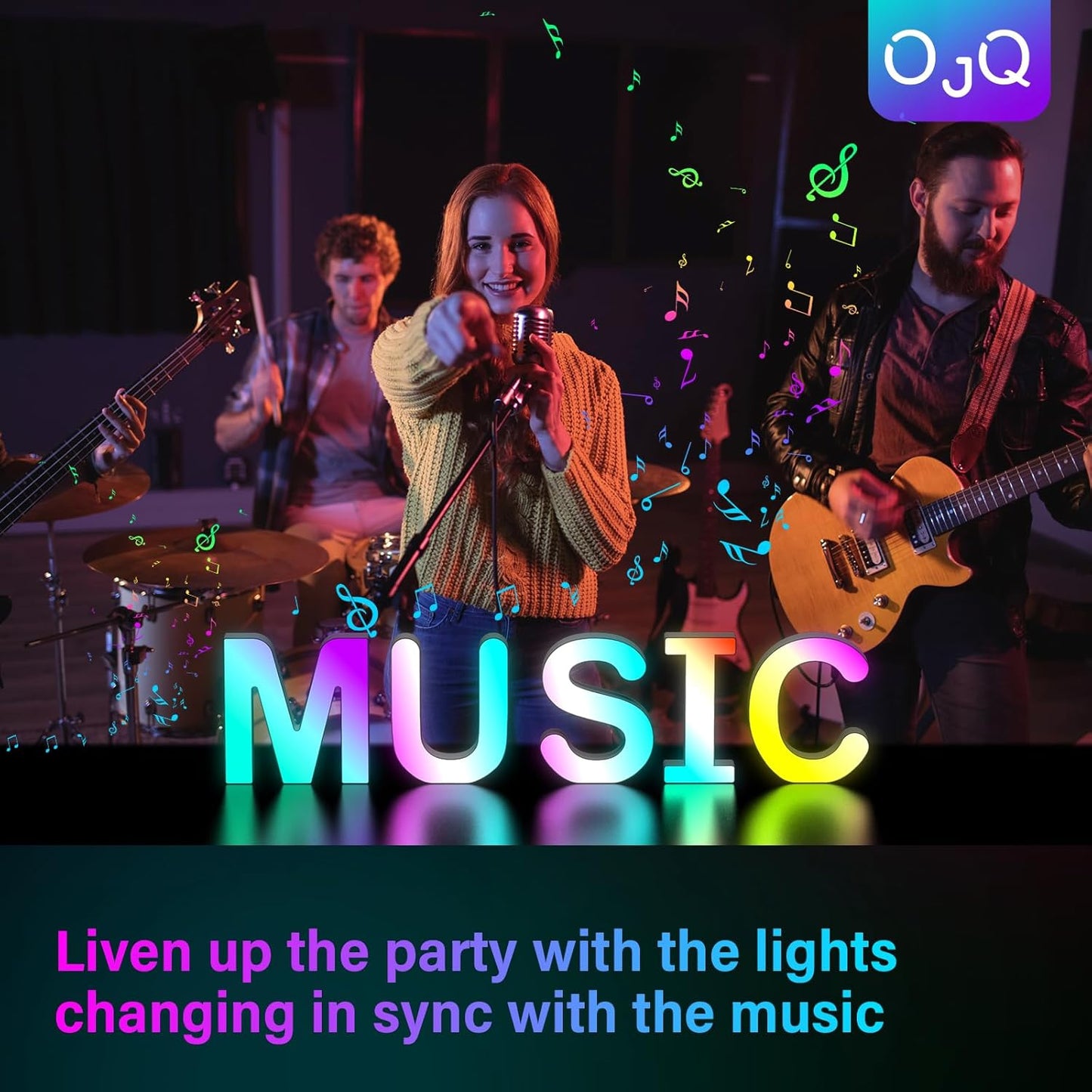 OJQ Light Up Letters LED Letter - Marquee Letters Room Decor Alphabet Letter Music Sync Color Change Colorful - Christmas Birthday Gifts for Girl - Teen Girls Gifts Party Home Wall Decor