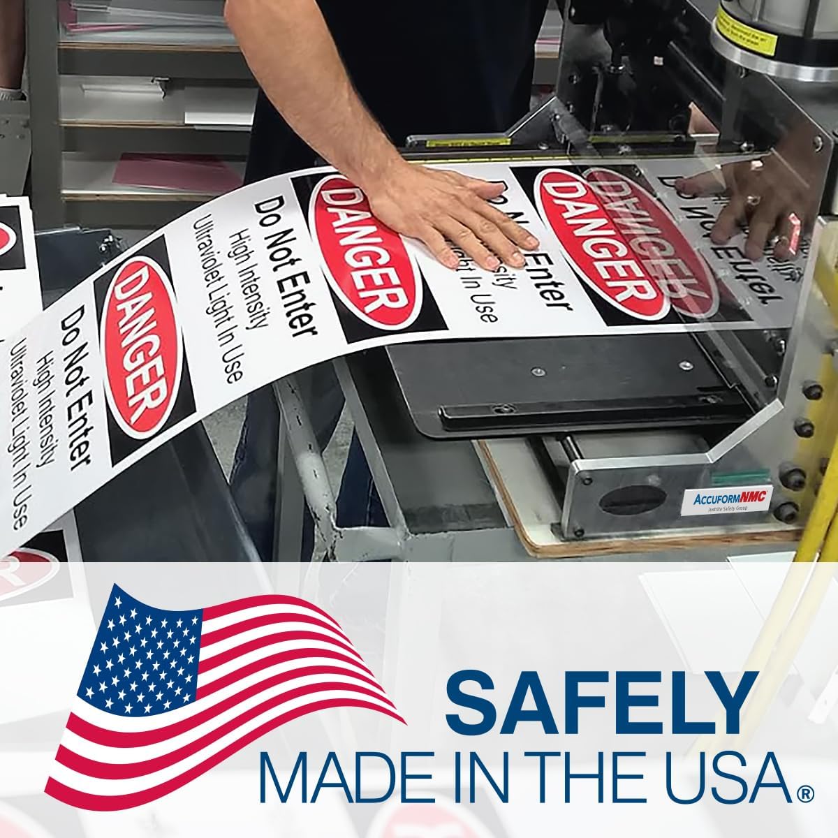 Custom OSHA Style Danger Sign 10" x 14" Adhesive Vinyl Sign, Customizable "Your Text Here", by AccuformNMC Made in USA