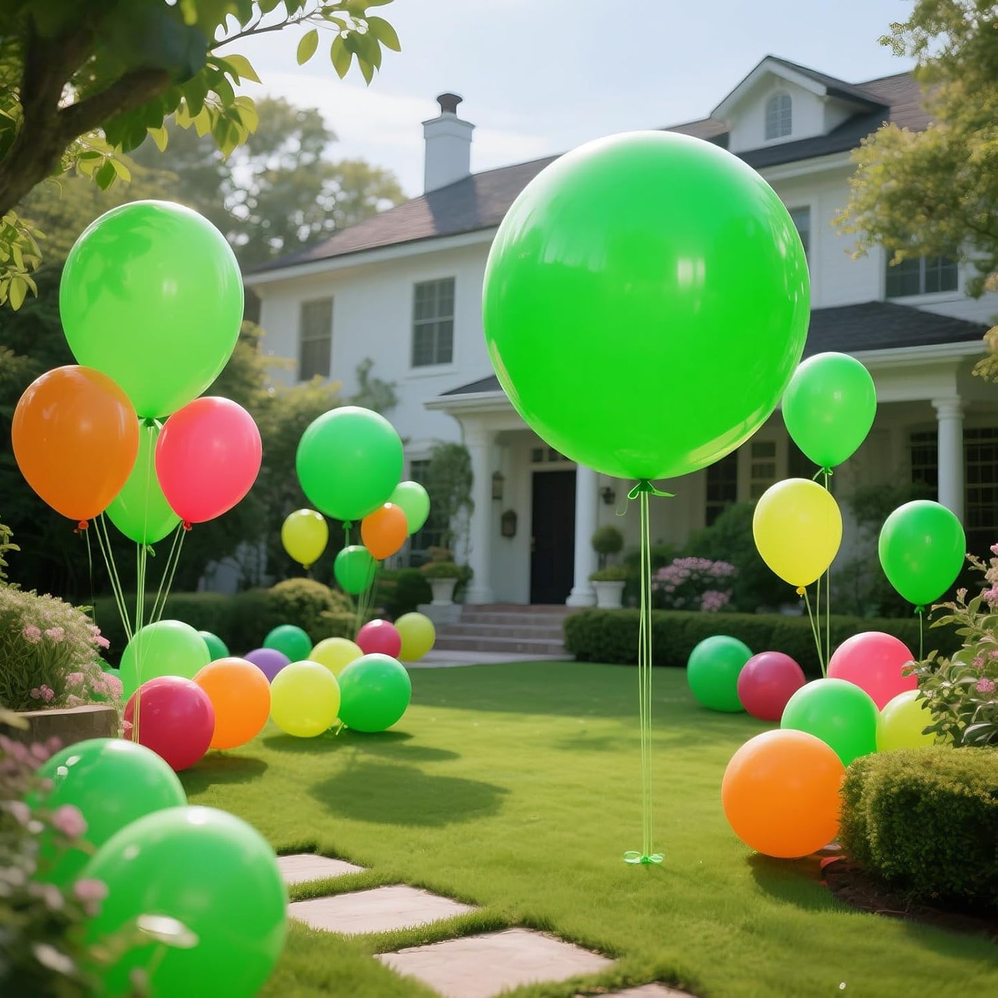 KAWKALSH Lime Green Balloons 9pcs 36 Inch Extra Large Big Jumbo Giant Neon Yellowish Light Green Latex Balloons for Graduation Halloween Summer Baby Showers Birthday Party Decorations