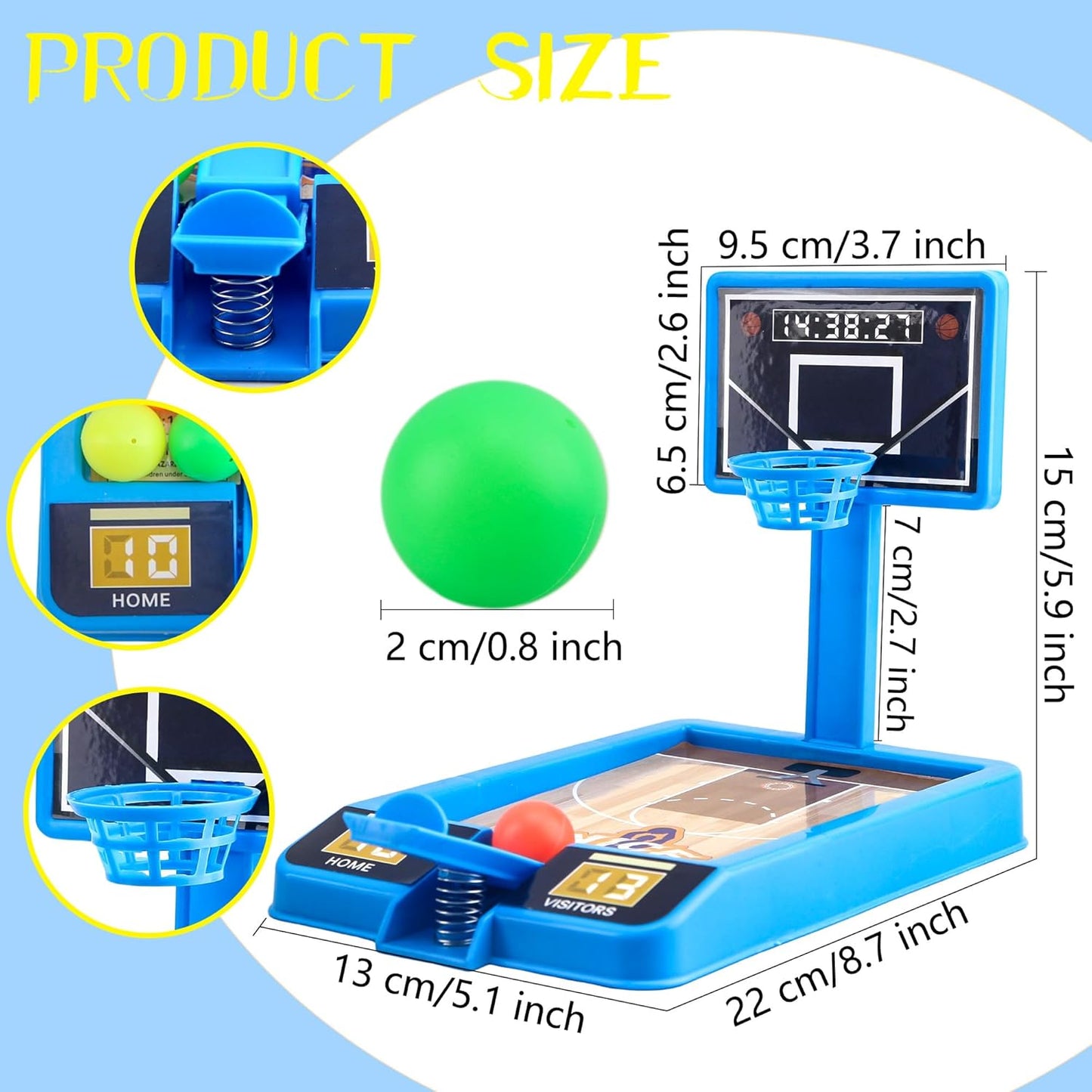 8 Pack Tabletop Basketball Game Mini Basketball Game Desktop Basketball Toys for Kids Toys Girls Party Favors Classroom Prizes, 2 Colors