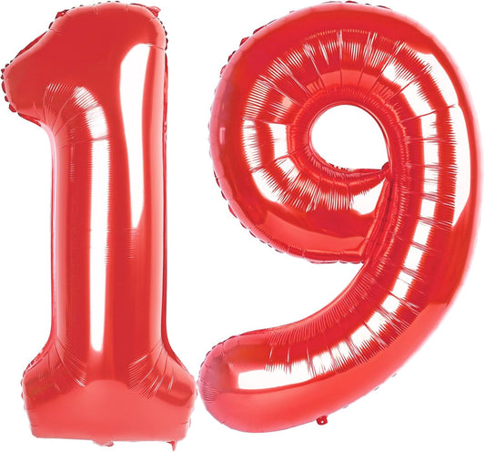 Red Number 19 Balloon 40 Inch Birthday Decorations, Number 19 Balloon Birthday Party Decoration, Anniversary Decorations Graduations Party Supplies