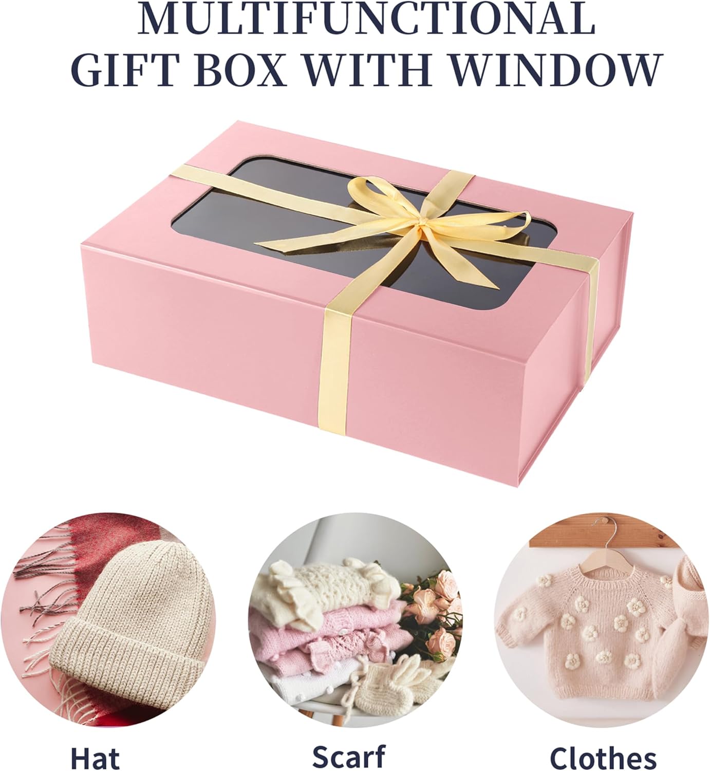 Pink Large Gift Boxes with Window, 13.5"x9"x4.3" Bridesmaid Boxe for Gift Giving,Birthday Gift Box with Magnetic,Closure Lid Gift Boxes for Presents,Cute Boxe,Luxury for Gift Packaging,Gift Box for Wrapping Gifts