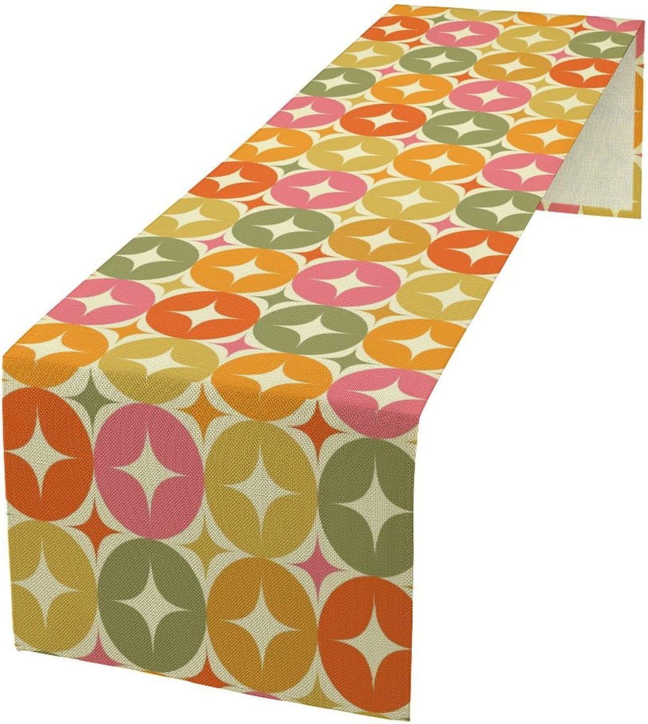 Mid Century Table Runner, Flag Retro Atomic Starburst 1950s Abstract Geometric Space Tabletop Decoration for Home Kitchen Restaurant Table Flag 13x70 Inch