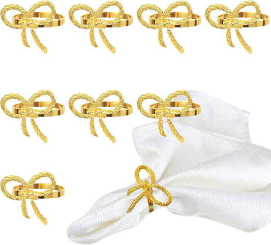 Pack of 6 Napkin Rings Alloy Hollow Out Flower Napkin Holder Dinning Table Napkin Ring for Dinner Parties Wedding Banquet Table Setting Family Gatherings Table Decor（Gold，6）