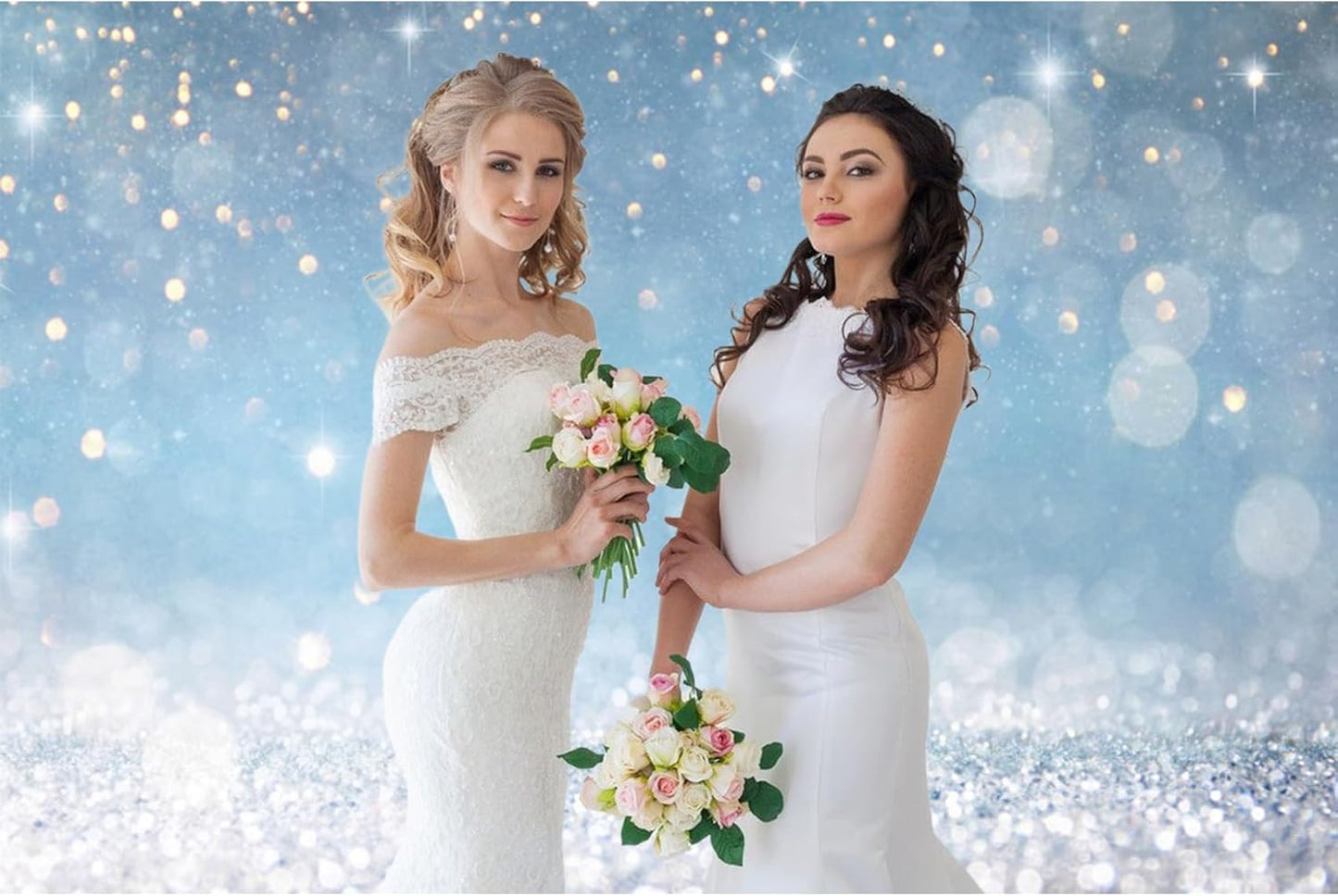 8x6ft Blue Bokeh (Not Glitter) Backdrops Birthday Party Abstract Golden Sparkling Spots Photography Background Baby Shower Wedding Prom Graduation Party Bokeh Decor Banner Photoshoot Props