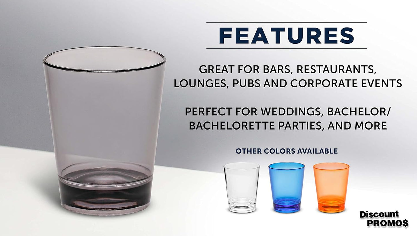 DISCOUNT PROMOS Translucent Plastic Shot Glasses 1.5 oz. Set of 10, Bulk Pack - Acrylic, Great for Wedding, Party, Birthday, Gifts - Charcoal