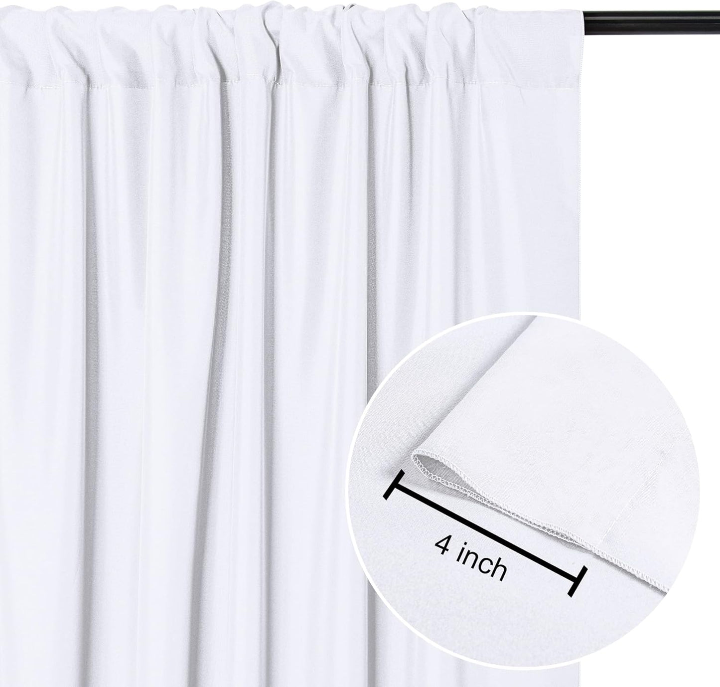 DWCN 10x10 FT White Backdrop Curtains for Parties, Photography Backdrop Drapes with Rod Pockets for Wedding Decorations Stage Birthday Family Gatherings, 2 Panels 5ft x 10ft