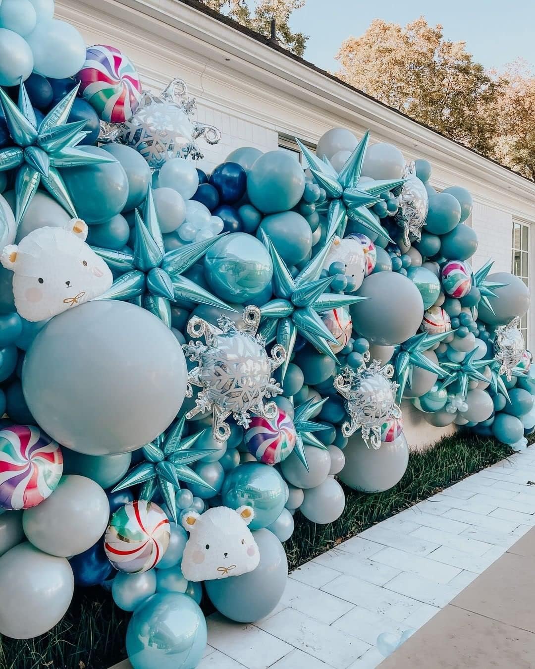 3pcs 26inch 3D Explosion Star foil balloon, Pearled Blue Foil Cone star burst Balloons for Birthday Wedding New Year Party Event