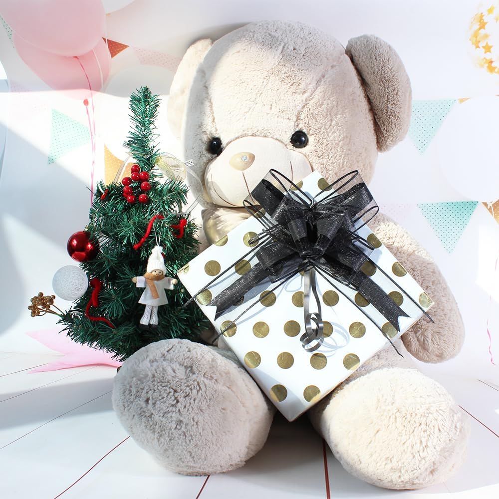 WEWILUCK Large Black Gift Bows - Perfect bows for Gift Wrapping,Big Pull Gift Wrap Bows for Man Present Decoration Birthdays Holiday Valentines Day and More(8 inches, 10PCS)