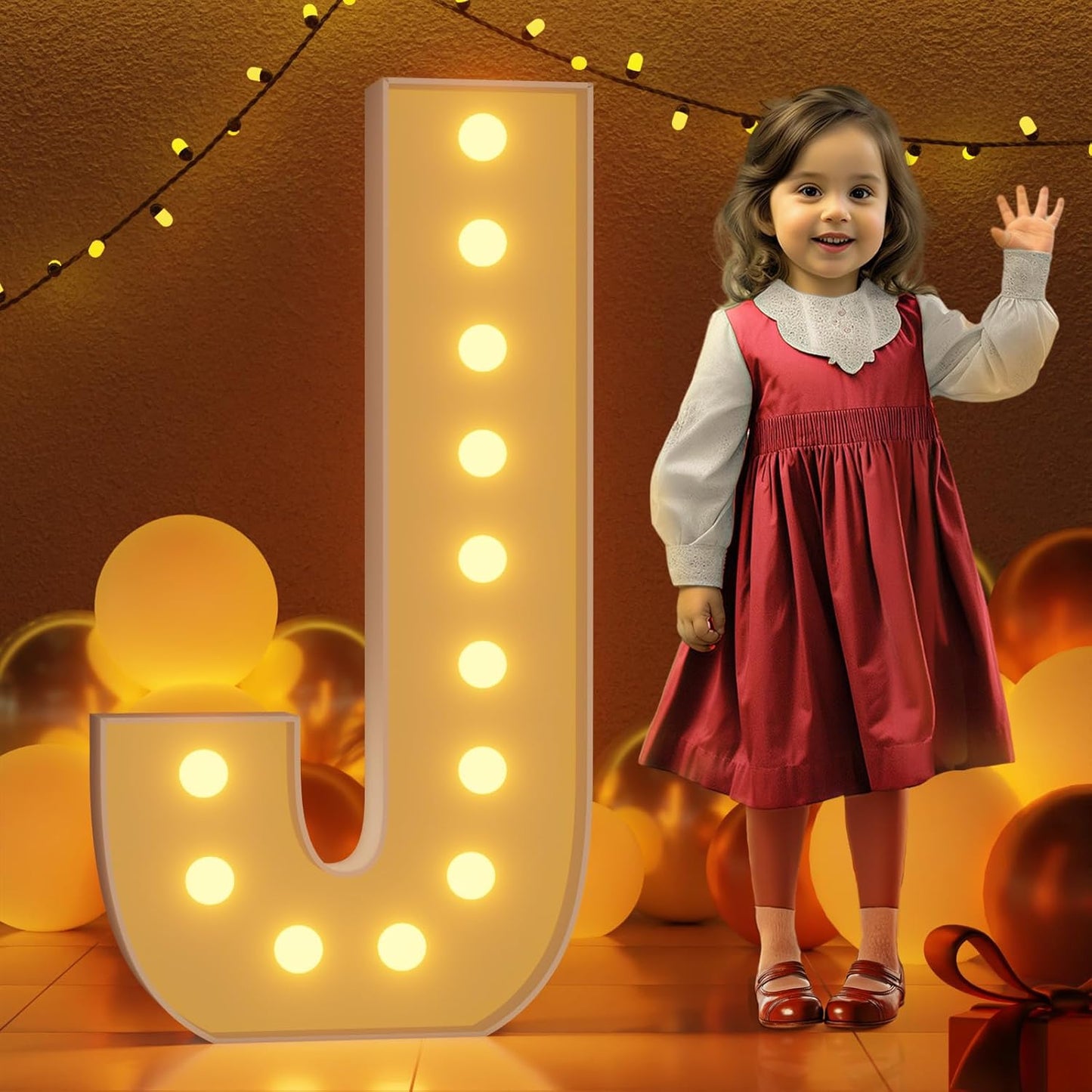 Marquee Letters 4 Feet Tall Large Light Up Letters J Happy Birthday Decorations Marry Me Engagement Party Decor Yellow Light Birthday Decorations Balloon Arch Kit Foam Sign J