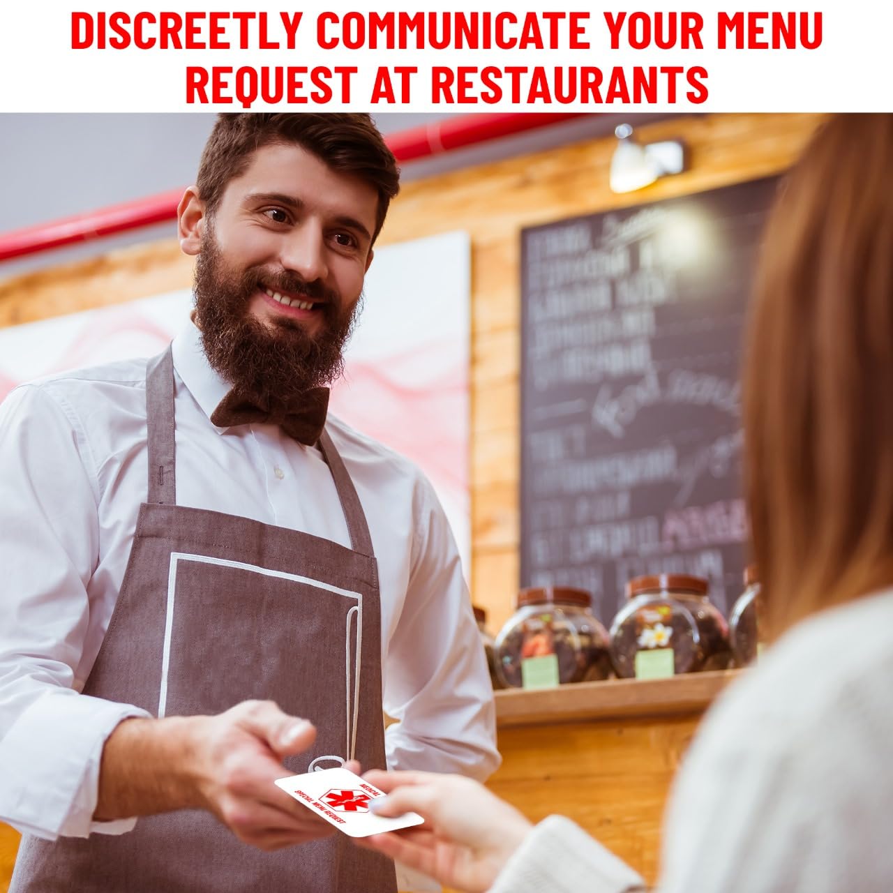 Bariatric Card for Restaurants, Special Menu Request Card, Portion Control Restaurant Request for Bariatric or Gastric Sleeve Patients, Wallet Sized, Set of 2 Cards (2, White, 3.375in x 2.125in)