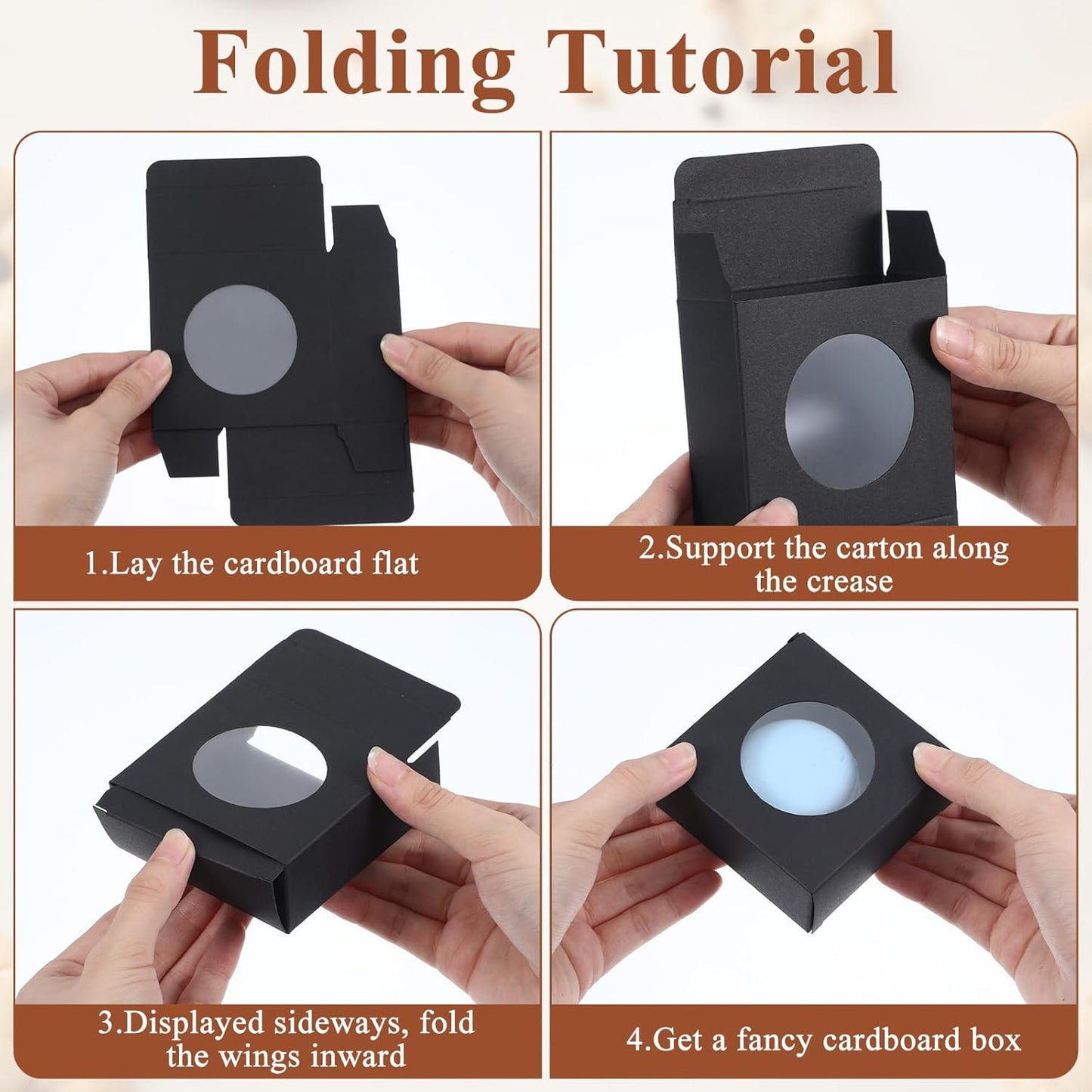 ADLABLD 150 Pcs Small Soap Boxes with Window for Homemade Soap Packaging, 3 * 3 Inch Black Soaps Wrappers Favor Gift Boxes for Homemade Soaps, Candy Chocolate, Bakery Cookies, Party Favor Box