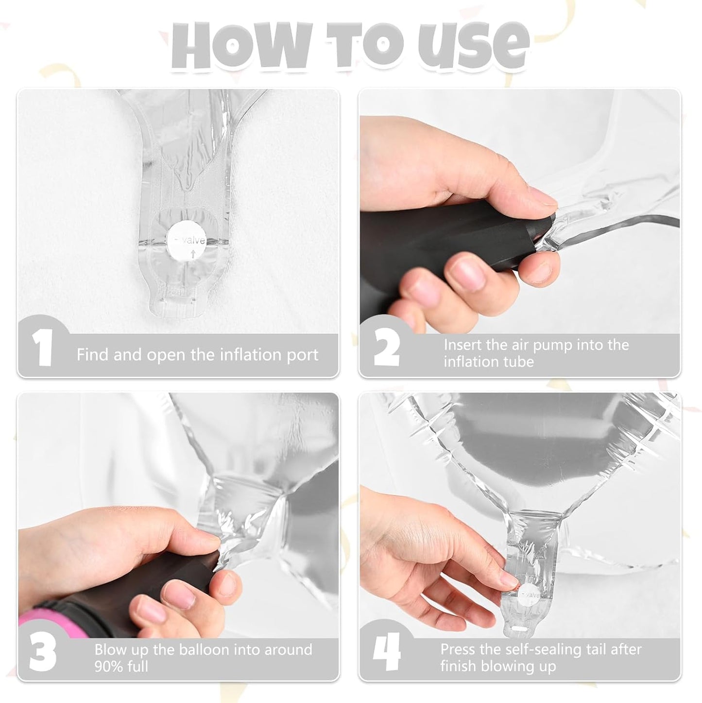 Giant 4D Foil Balloons, 6Pcs Large Metallic White Round Balloons, 22 Inch Big Round Foil Balloon for White Birthday Party Baby Shower Wedding Decorations