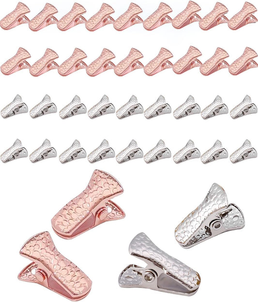 40-Pack Small Alligator Clips with Steel Core & Non-Slip Silicone| Multipurpose Clips for Delicates, DIY Crafts, Office & Home(Rose Gold+Silver)