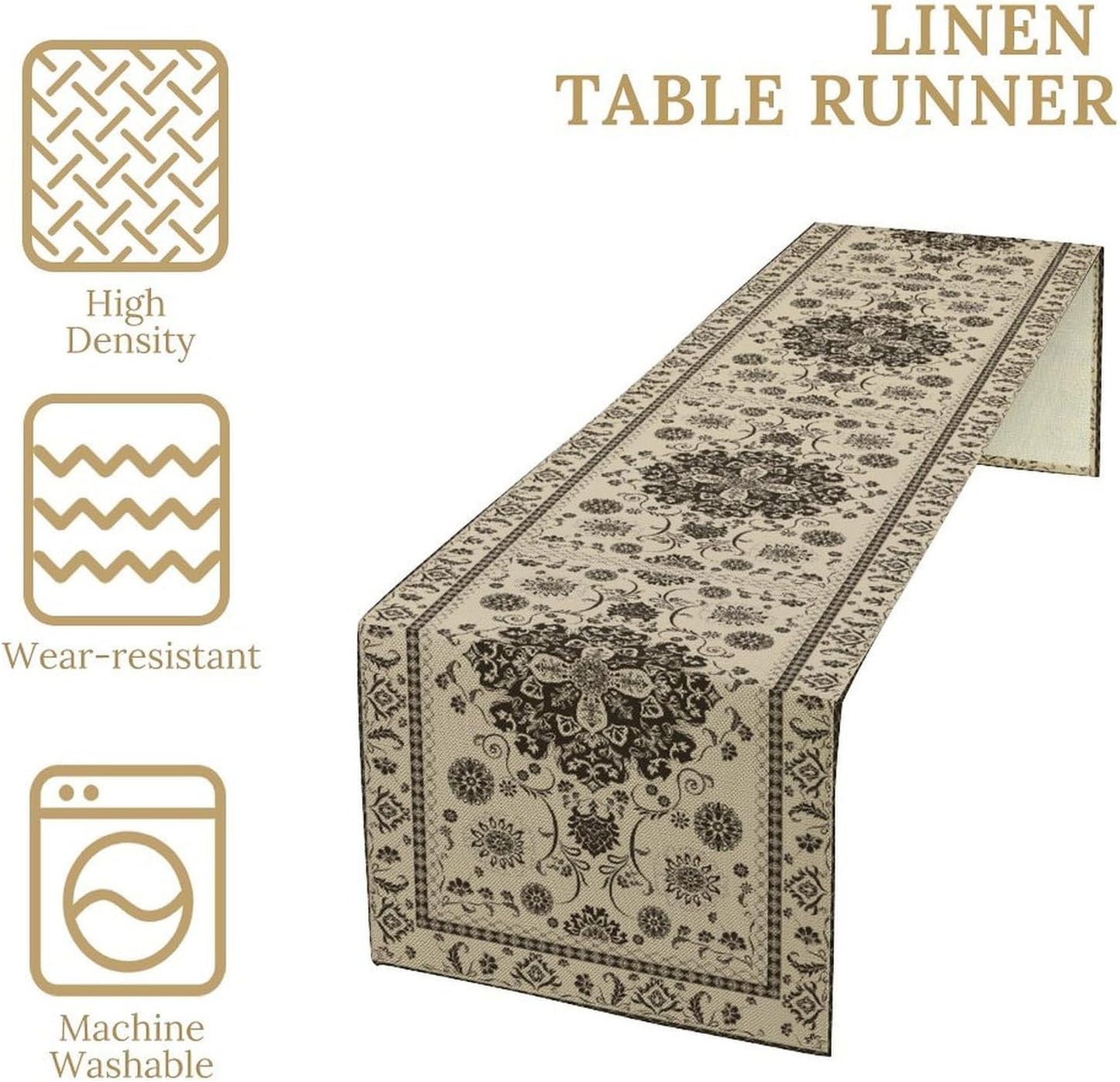 Boho Vintage Elegant Table Runner Farmhouse for Home Farmhouse Kitchen Table Dining Coffee Room Garden Party Wedding Decor 13x90in