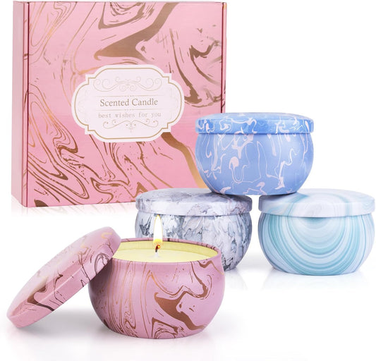 Candles - Scented Candles Gift Set for Women, 4 Packs Natural Fragrance Aromatherapy Candles for Home Scented, Long Burning Candles Gifts for Mothers Day, Thanksgiving Day, Birthday, Valentine's Day