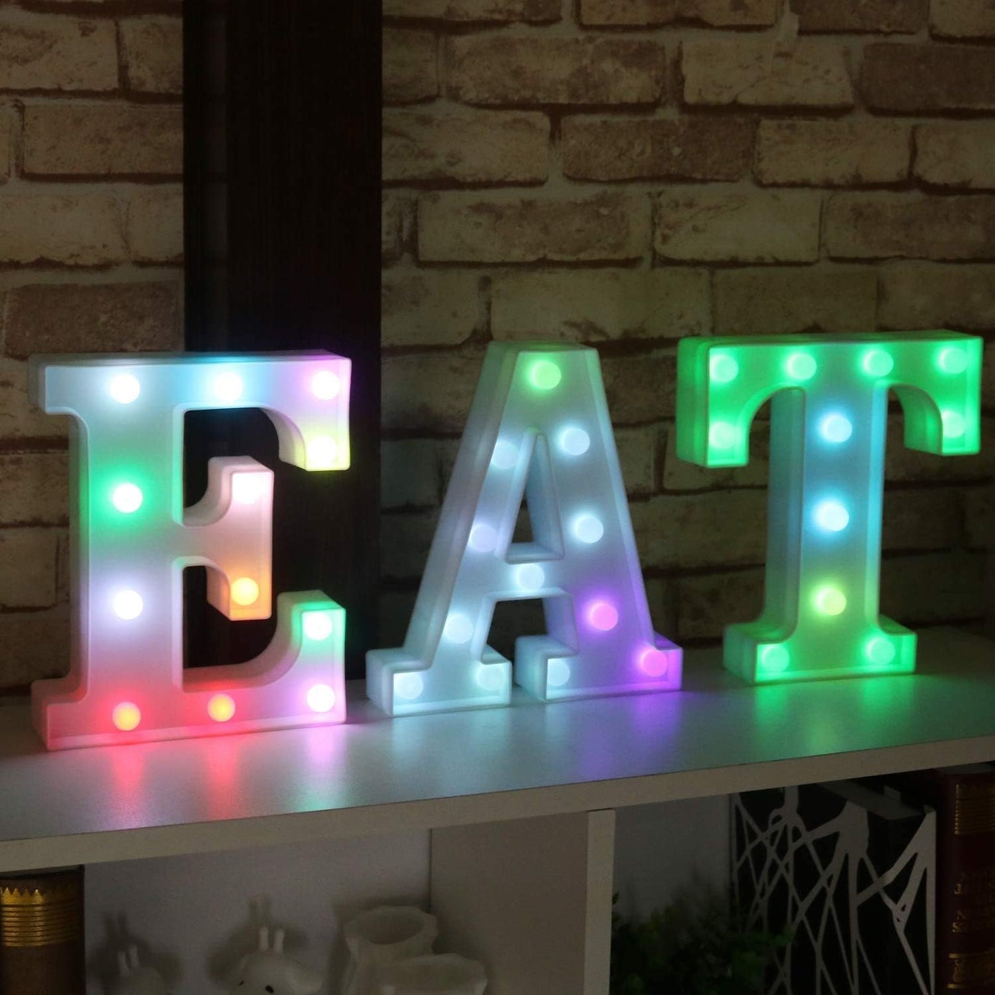 Pooqla Colorful LED Marquee Letter Lights with Remote – Light Up Marquee Signs – Party Bar Letters with Lights Decorations for The Home - Multicolor P