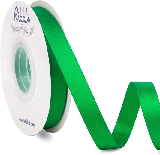 Ribbli Emerald Green Double Faced Satin Ribbon,1/2” x Continuous 25 Yards,Use for Bows Bouquet,Gift Wrapping,Christmas Decorating