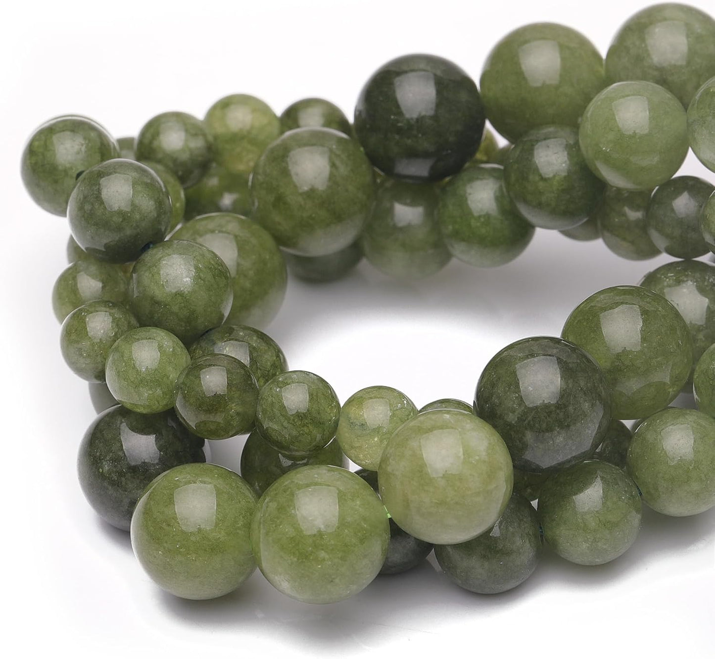 10mm Natural Stone Beads for Jewelry Making,Green Jade Polished Smooth Round Gemstone Beads for Bracelet Necklace 15 Inch