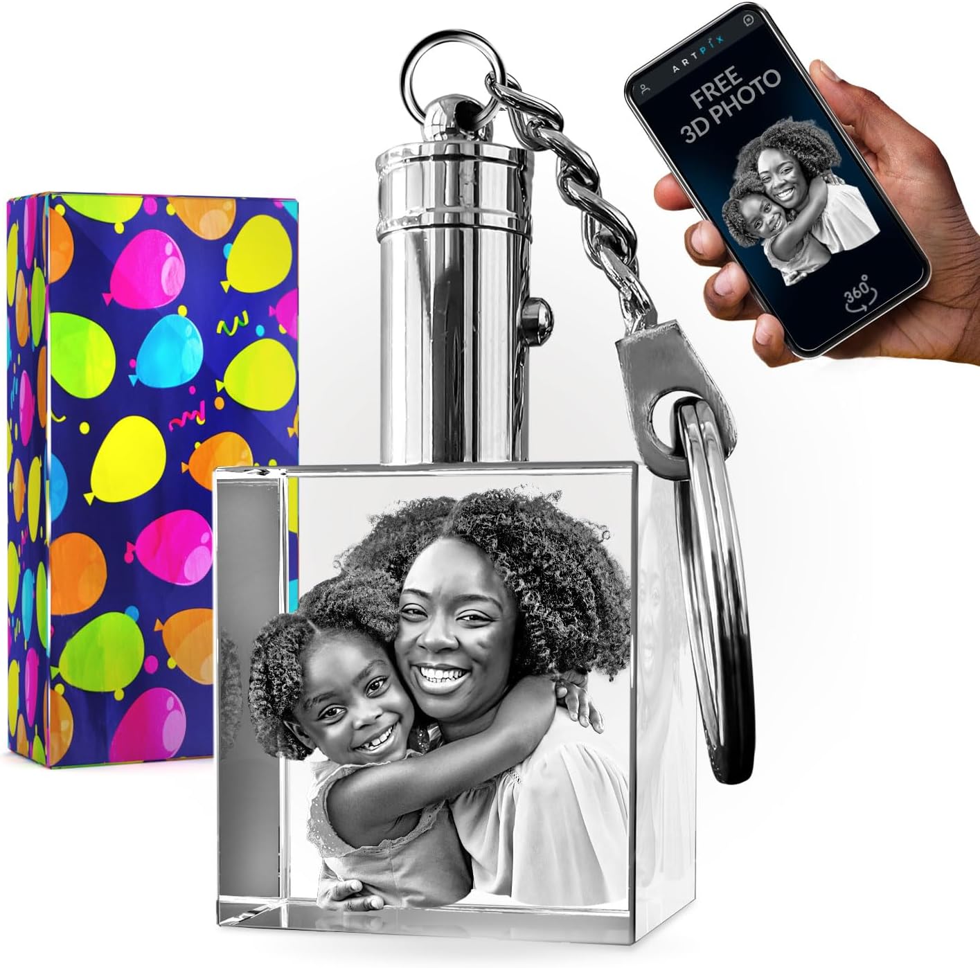 ArtPix 3D Crystal Photo Custom Keychain Picture, Customized Personalized Gift