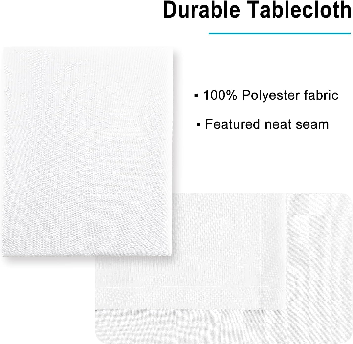 Hiasan White Tablecloth for Rectangle Tables - Waterproof and Spillproof Washable Fabric Table Cloth for Dining Room Kitchen Party, 60 x 102 Inch