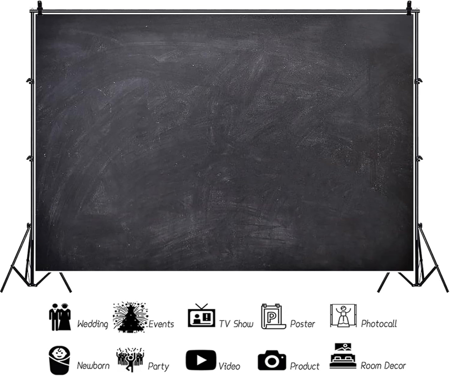 Renaiss 9x6ft Blank Blackboard Backdrop for Photoshoot Man Woman Portrait DIY Chalkboard Photography Background Back to School Banner School Season Photo Booth Props Wedding Teachers` Day Party Decor