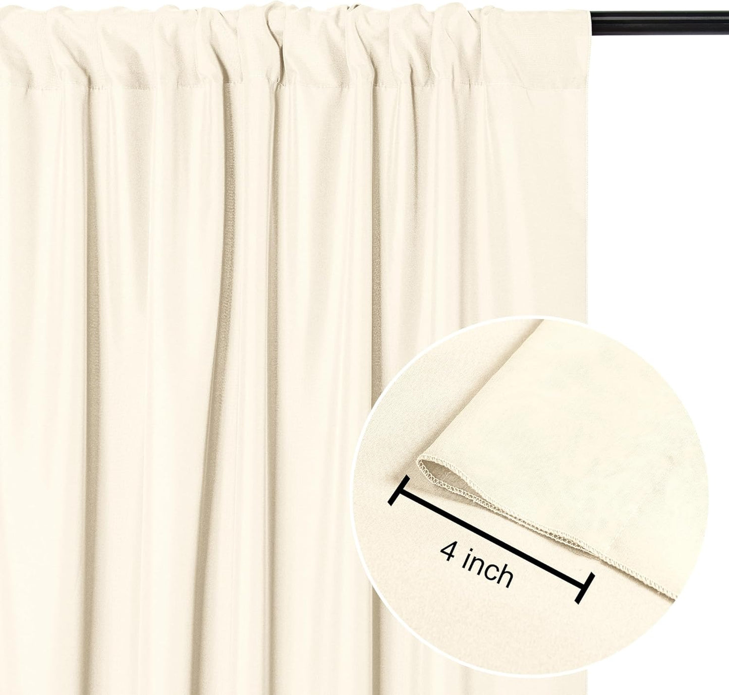 DWCN 10x10 FT Backdrop Curtains for Parties, Photography Backdrop Drapes with Rod Pockets for Wedding Decorations Stage Birthday Family Gatherings, 2 Panels 5ft x 10ft, Champagne