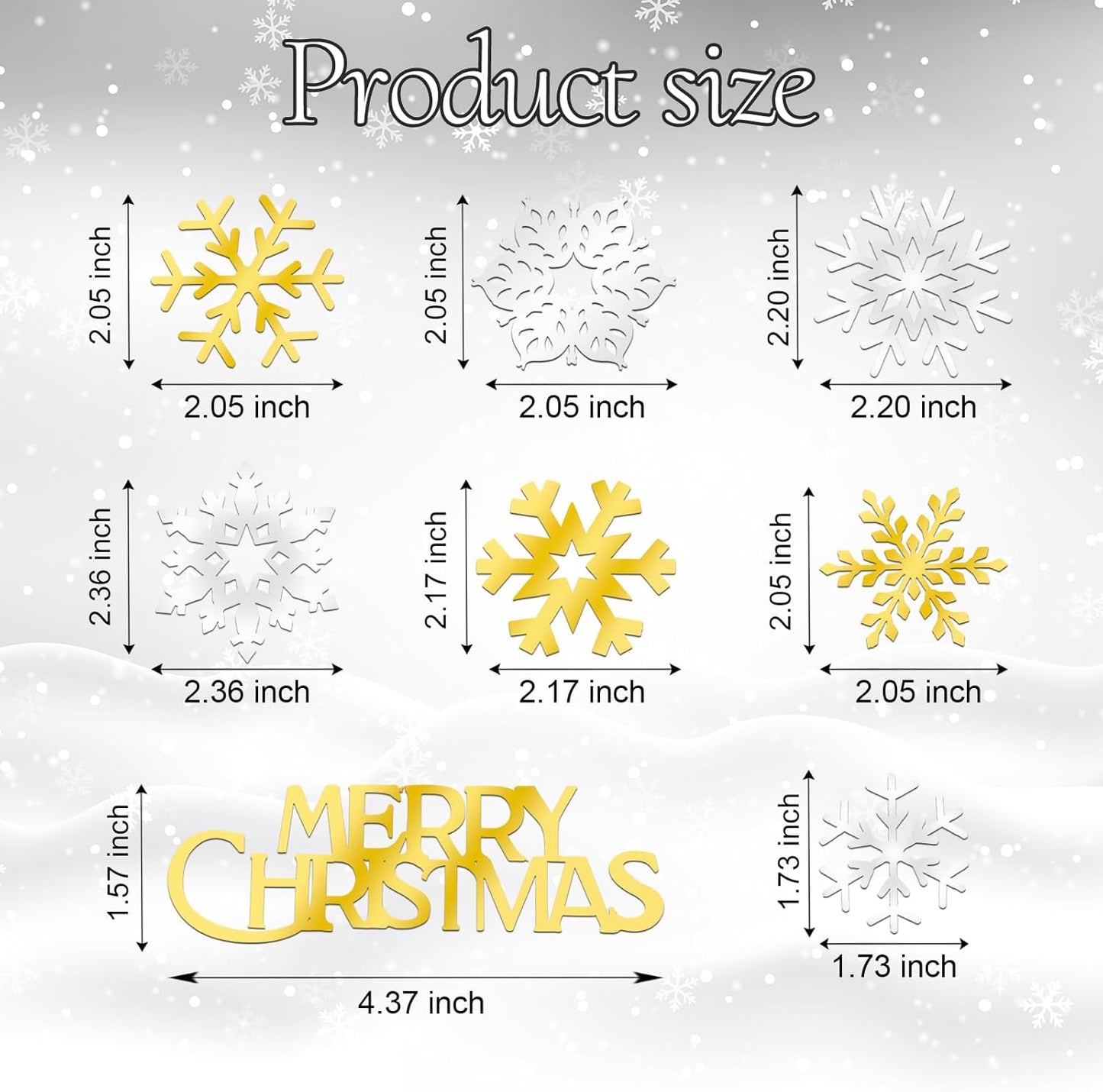 26 Pcs Merry Christmas Acrylic Cupcake Toppers Acrylic Mirror Snow Xmas Cupcake Picks New Year Party Cake Decorations