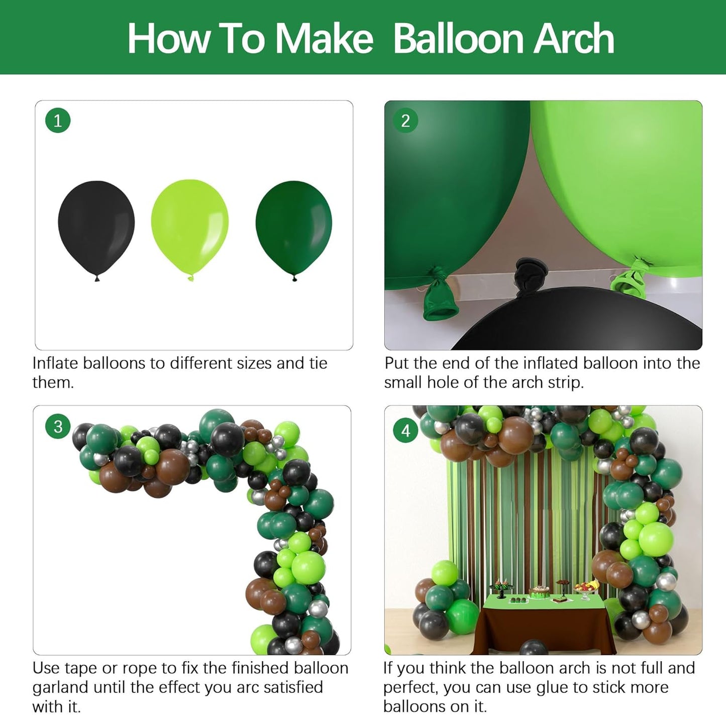 HYOWCH Video Game Party Supplies, 115Pcs Video Game Birthday Party Balloon Arch, Black Green Brown Balloon Garland Arch Decorations Birthday Backdrop