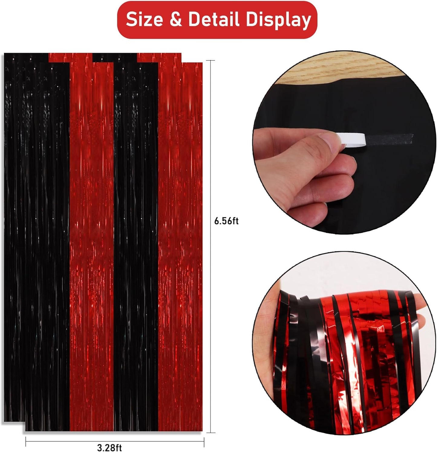 TONIFUL 2Pcs Black Red Door Streamers,Green Photo Booth Backdrop,Metallic Streamers Green Foil Fringe Curtains for Birthday,Christmas,New Year,Halloween,St. Patrick's Day Party Streamers Decor