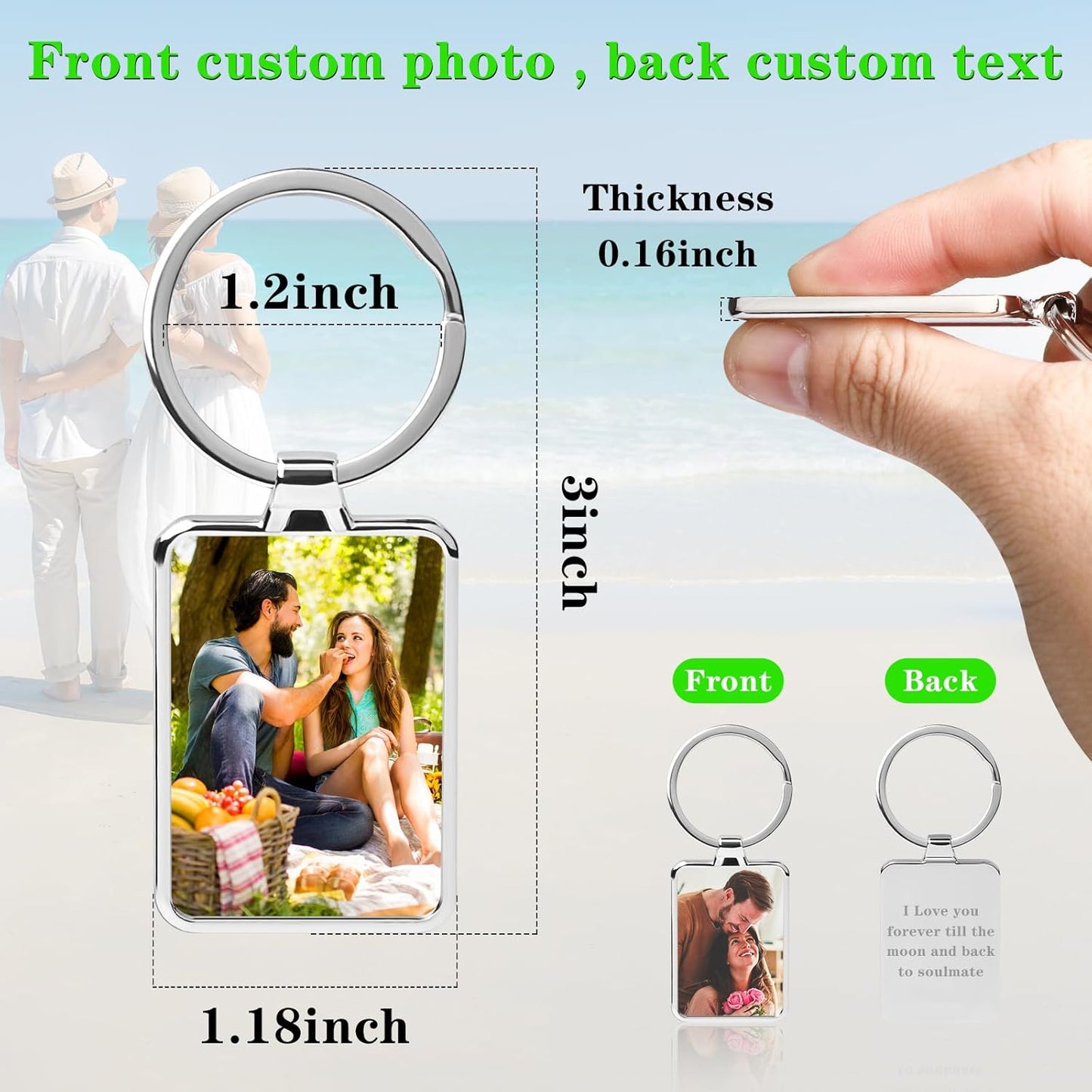 Double Side Custom Keychain with Picture Personalized Engraving Photo Text Customized Gifts for Men Women