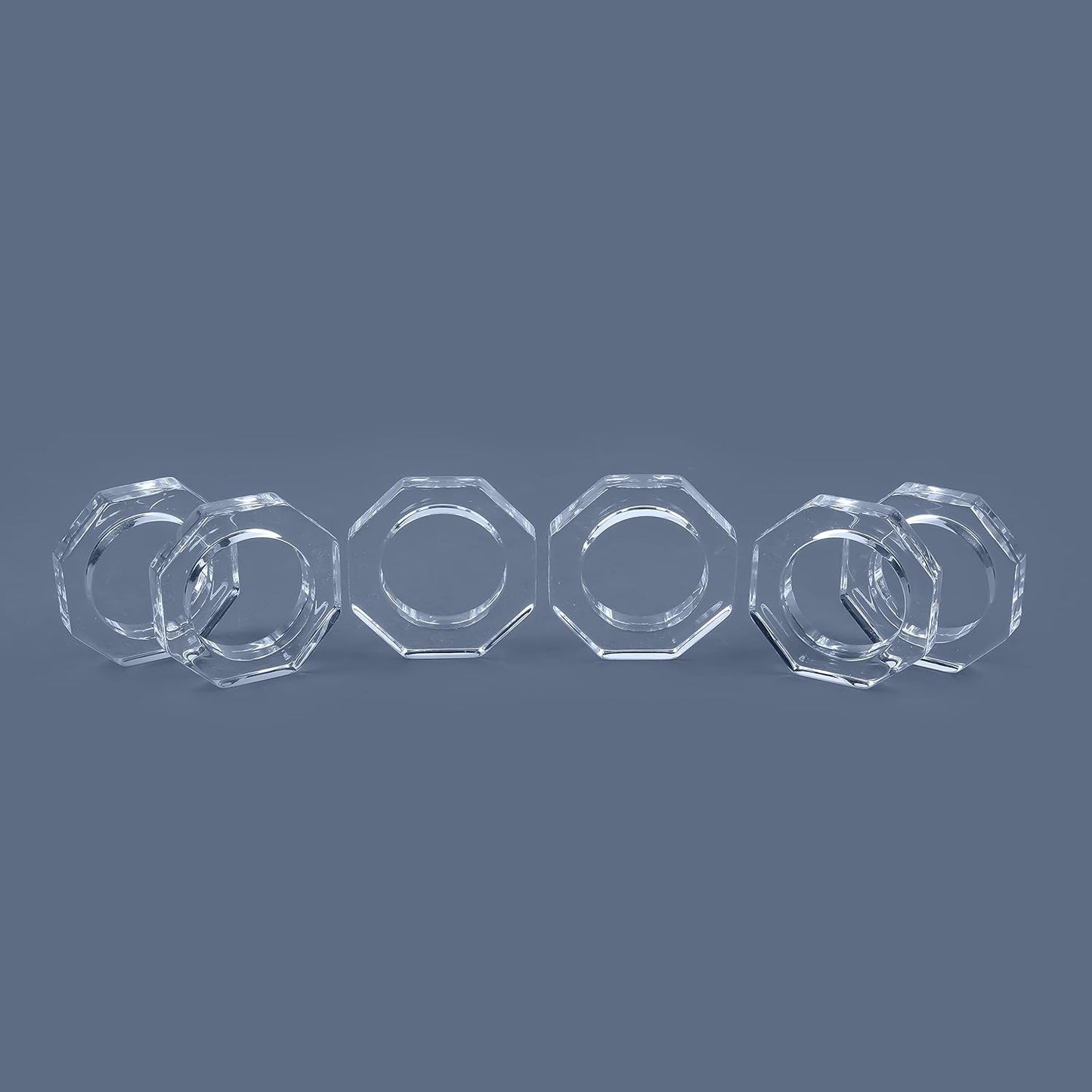 Acrylic Napkin Rings Set of 8 - Octagon Transparent Design for Christmas, Thanksgiving, Holiday Table Decor - Durable Crystal Napkin Holders for Dinner Parties & Everyday Use (Opaque) - CLEENTABLE