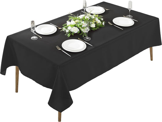 Craft And Party Rectangle Tablecloth, 70 x 90 Inch Black Tablecloth, Polyester Fabric Washable Table Cloth for Home, Party, Wedding or Restaurant Use.