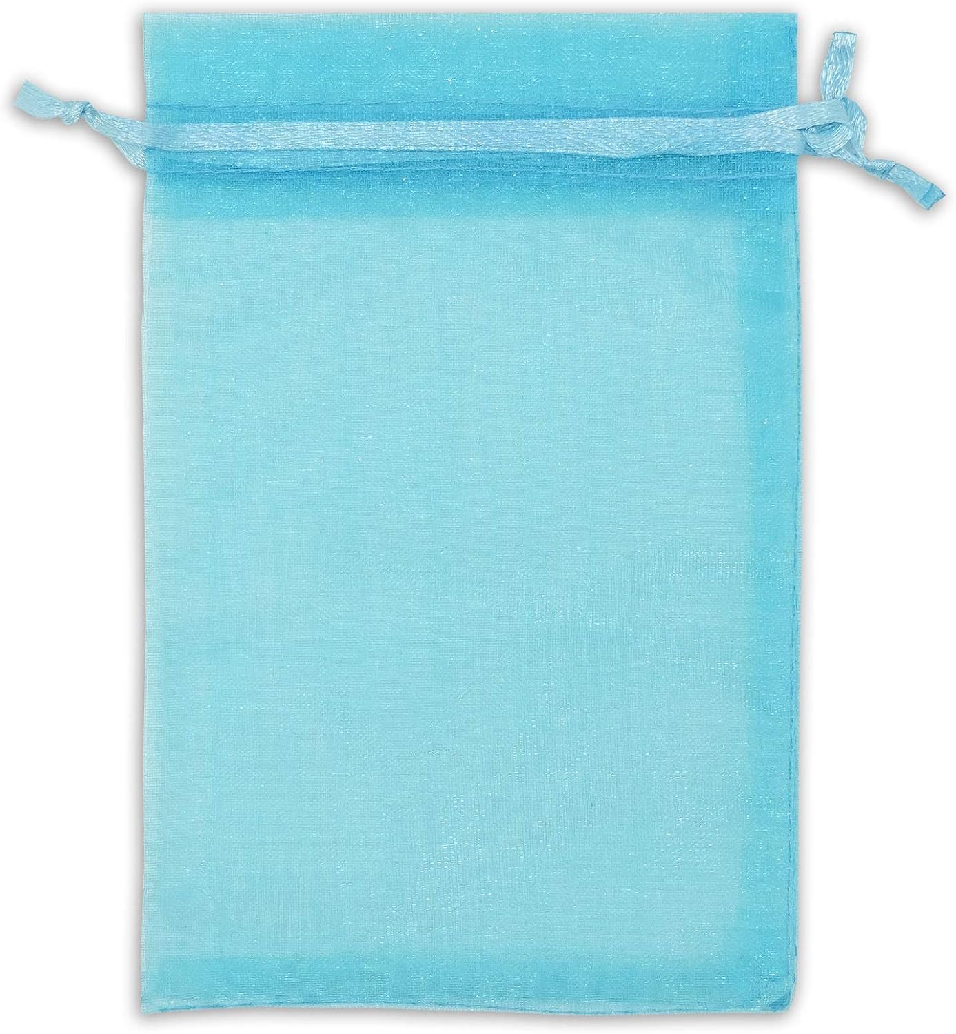 TheDisplayGuys 48-Pack 4x6 Turquoise Blue Sheer Organza Gift Bags with Drawstring, Jewelry Candy Treat Wedding Party Favors Mesh Pouch