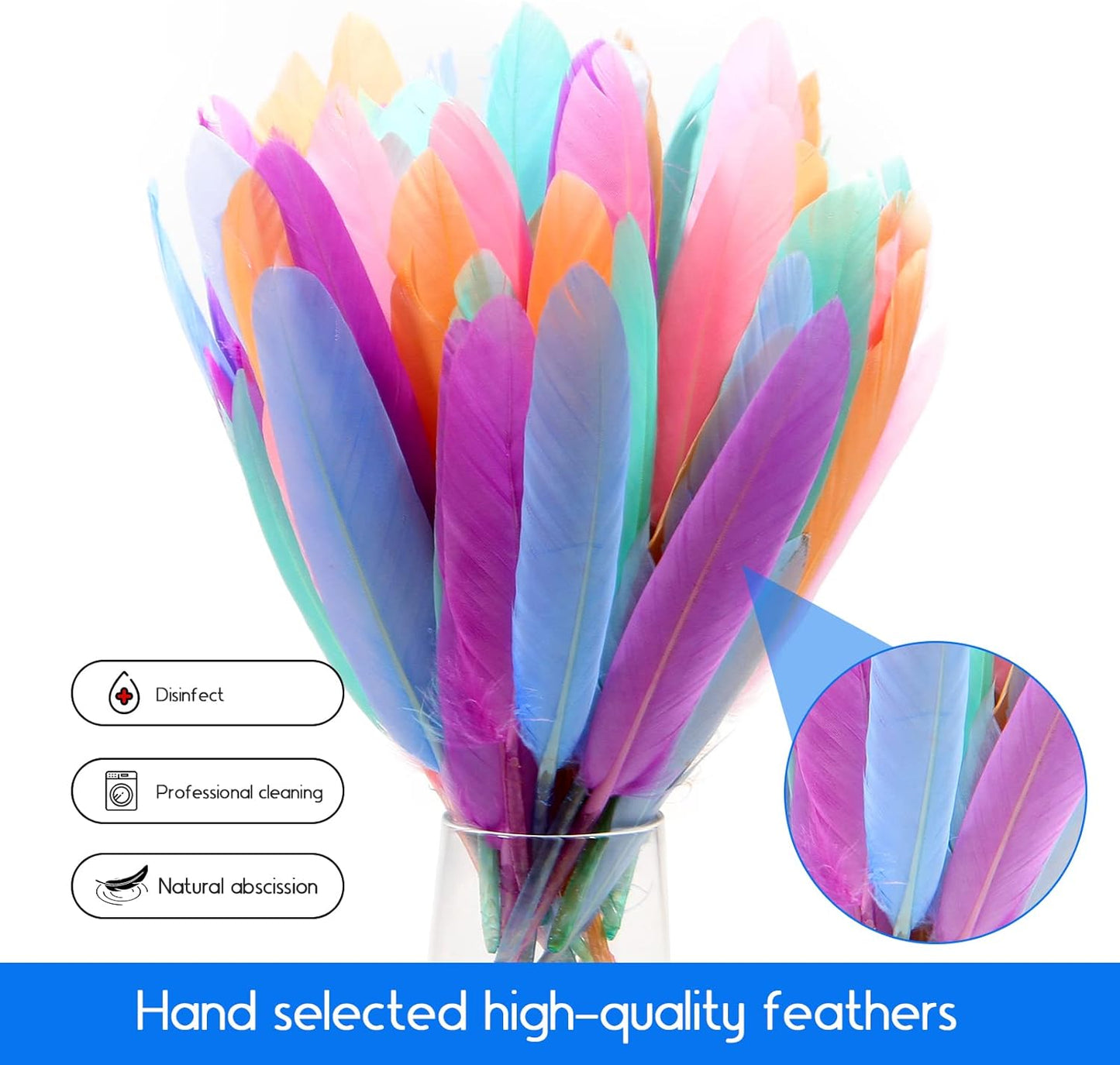 FeelfunFeather 120pcs Macaron Goose Cochettes Feather 4-6 inch 10-15cm Bulk Natural for Wedding Party Halloween Decorations DIY Cosplay Gothic Costumes Crafts