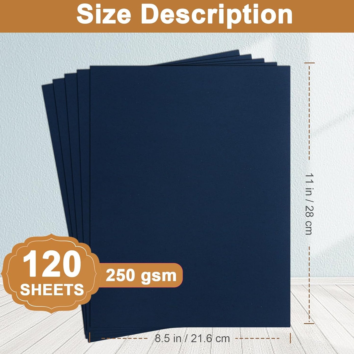 120 Sheets Navy Blue Cardstock 8.5 x 11 Craft Paper, 92lb Dark Blue Card stock Printer Paper for DIY Cards, Greeting Cards, Anniversary, Wedding, Menus
