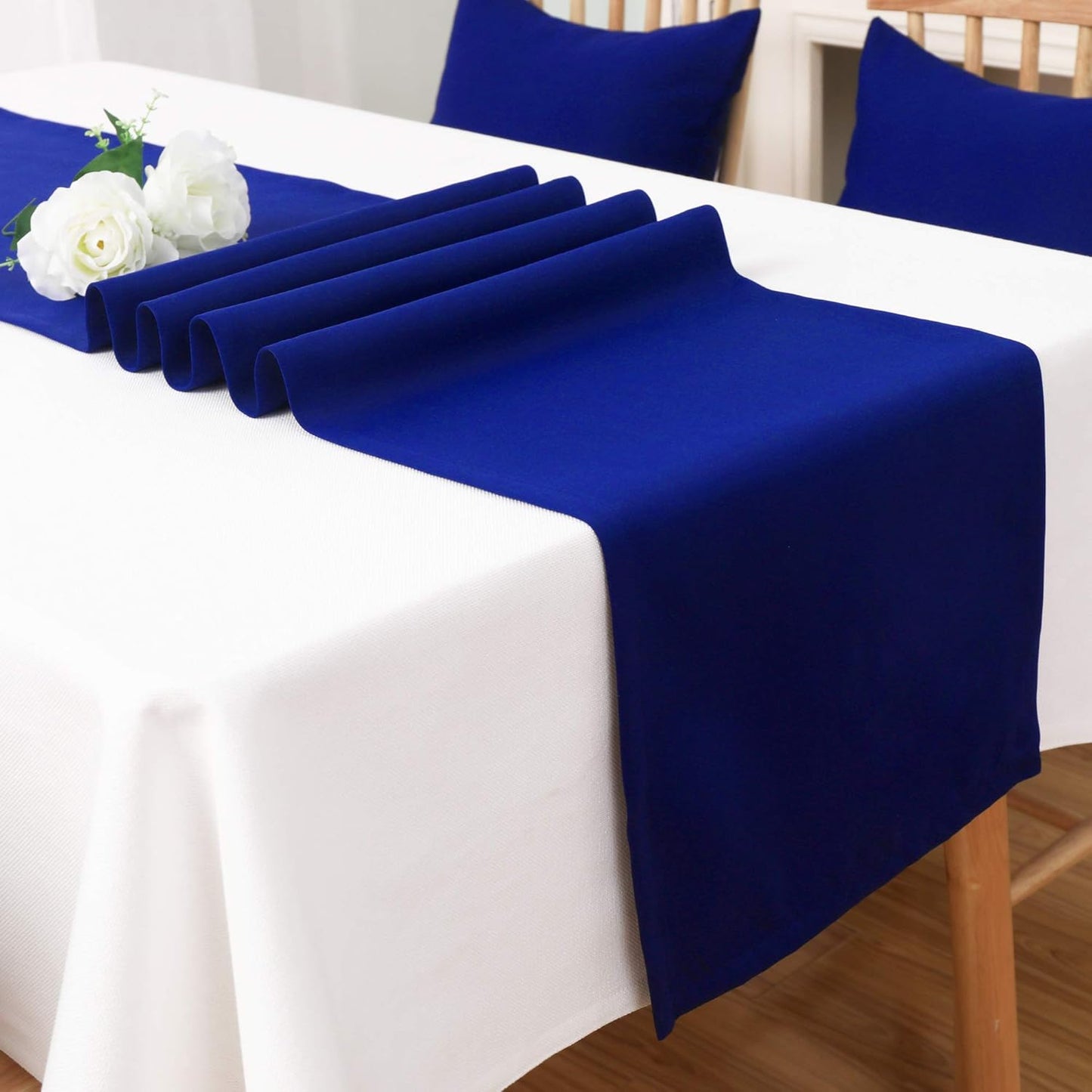DUALIFE Royal Blue Table Runner 72 Inch Long Coublt Blue Color Handcrafted Decorative Cloth for Wedding Party Birthday Graduations Hotel Restaurant Banquet Catering Services Event 1 Panel