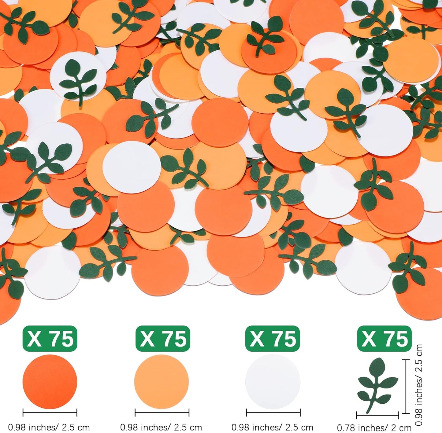 300 Pcs Little Cutie Baby Shower Confetti with Eucalyptus Decorations Hey Cutie Citrus Tangerine Themed Table Scatter Sprinkle Confetti Supplies (Orange Series)