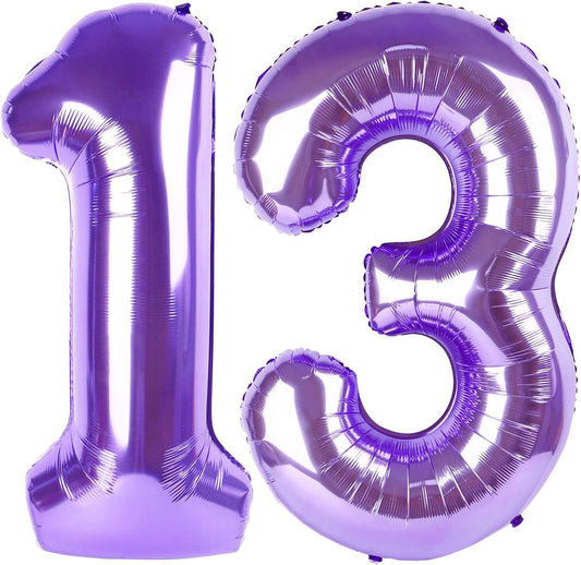 Purple Number 13 Balloon 40 Inch Birthday Decorations, Number 13 Balloon Birthday Party Decorations, Anniversary Decorations Graduations Party Supplies