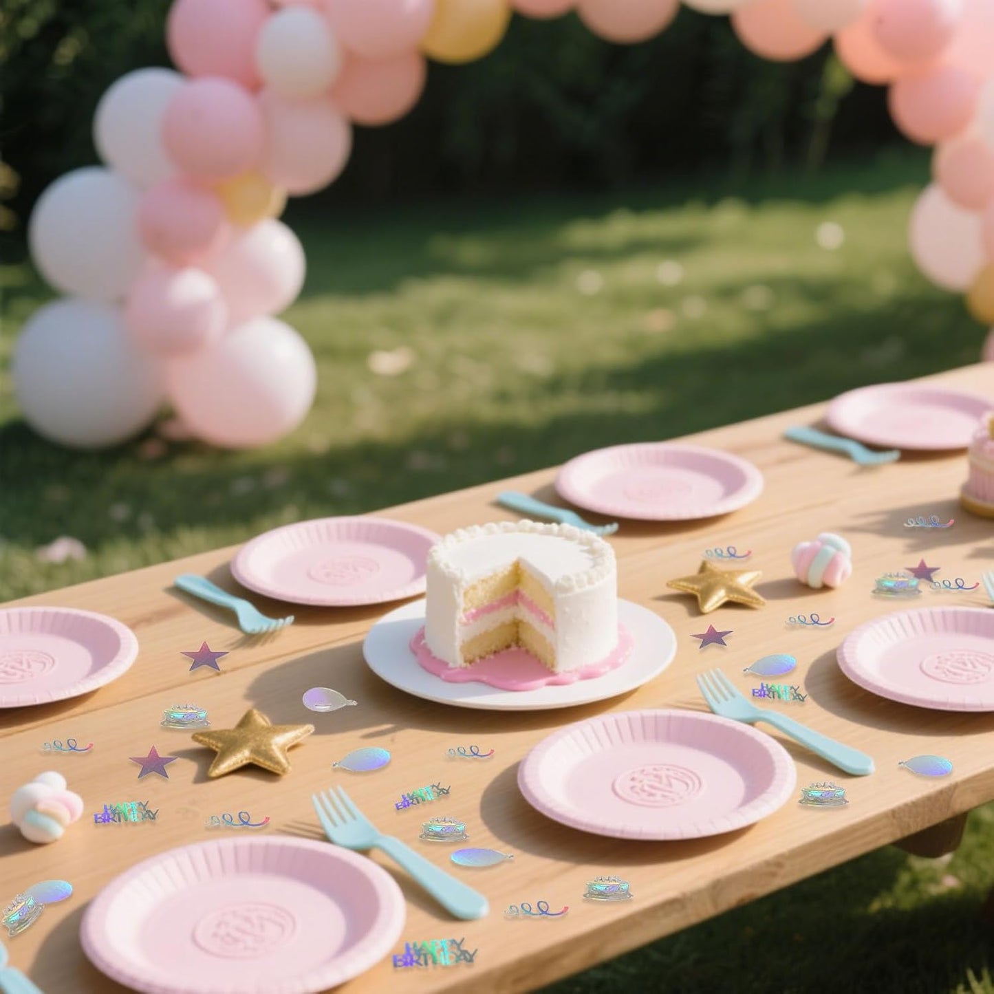 Iridescent Happy Birthday Confetti, Birthday Party Confetti Metallic Foil Sprinkles Confetti Decorations for Kids Adult Party Baby Shower Decor, DIY Arts and Crafting